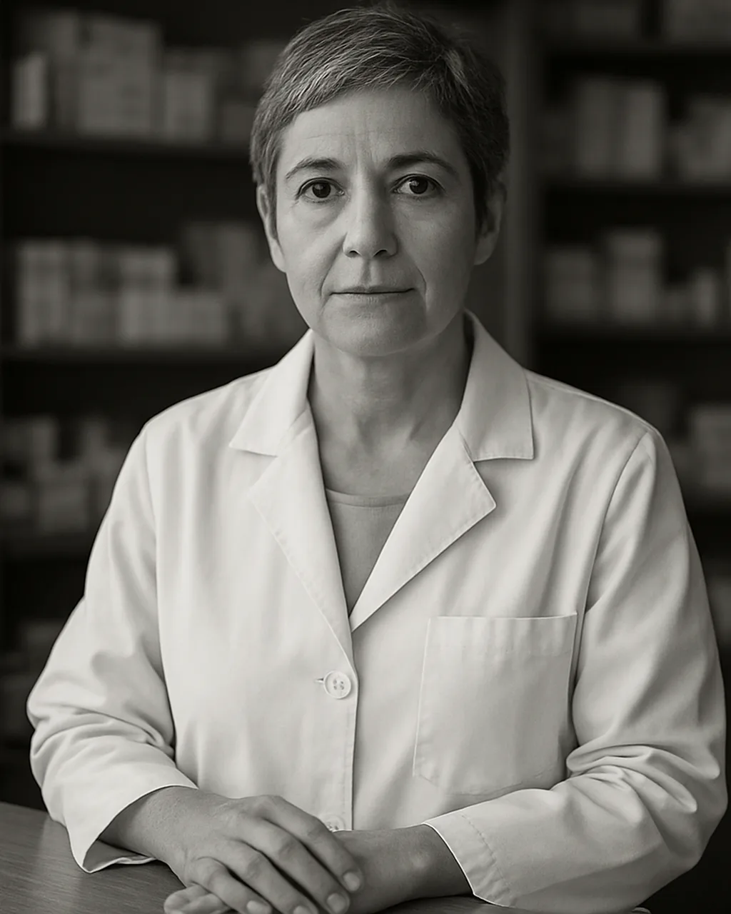 Retrato de Blanca Urgal Polo, farmacéutica titular de la Farmacia Nueva Esperanza